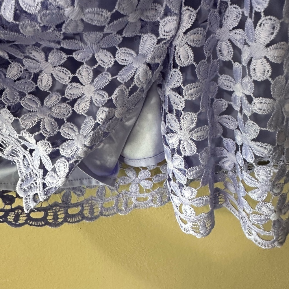 TAHARI ASL Lavender Purple Floral Lace Mini Dress Size 14 Women’s Date Business - Picture 5 of 6